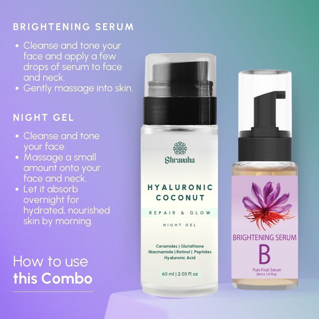 Hyaluronic Coconut Water Night Gel& Organic Brightening Serum Combo (60 & 30 ml)