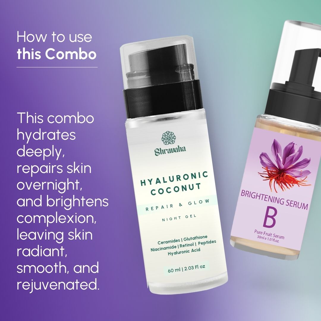 Hyaluronic Coconut Water Night Gel& Organic Brightening Serum Combo (60 & 30 ml)