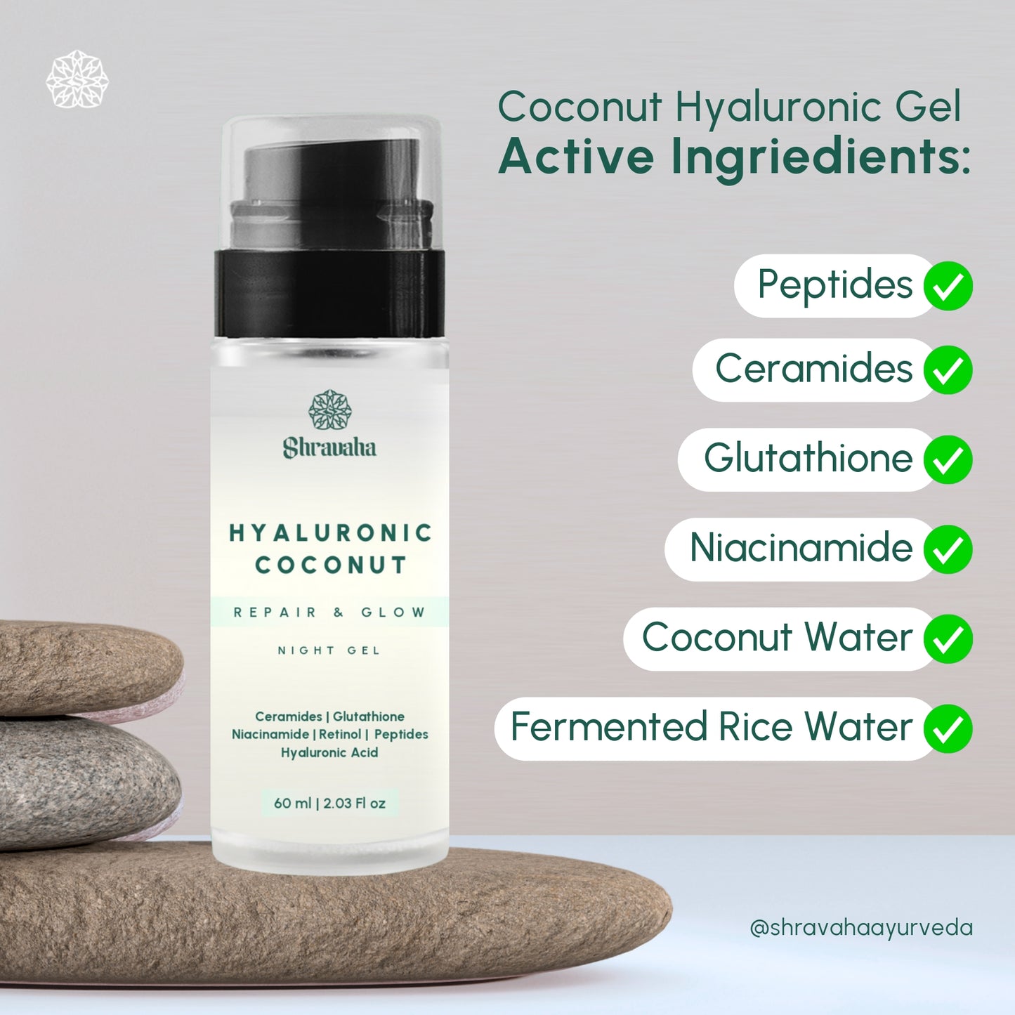 Shravaha Sleep Mask & Hyaluronic Coconut & Fermented Rice Water Night Gel - 110 ml