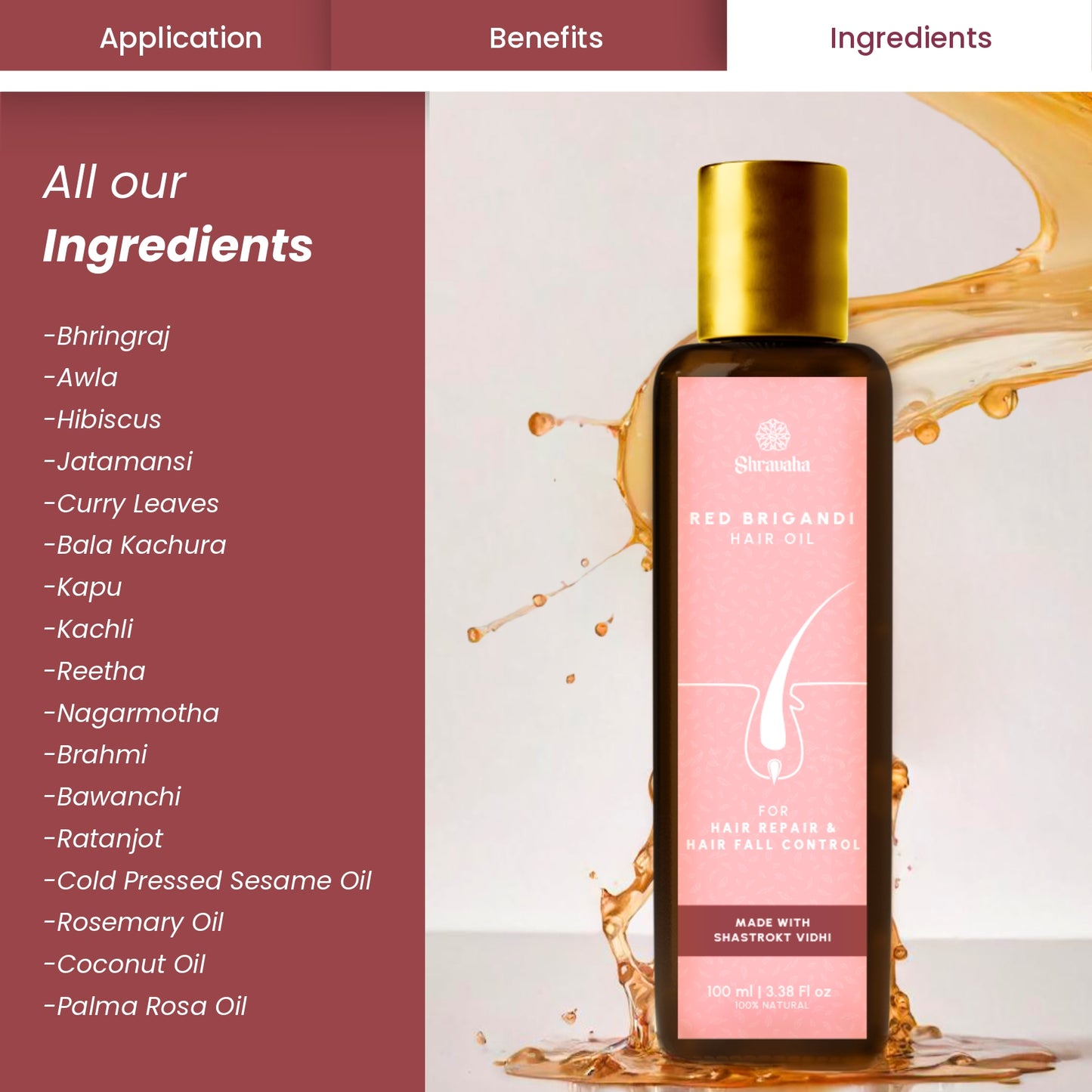 Anti Hair Fall Oil Ayurvedic Red Brigandi