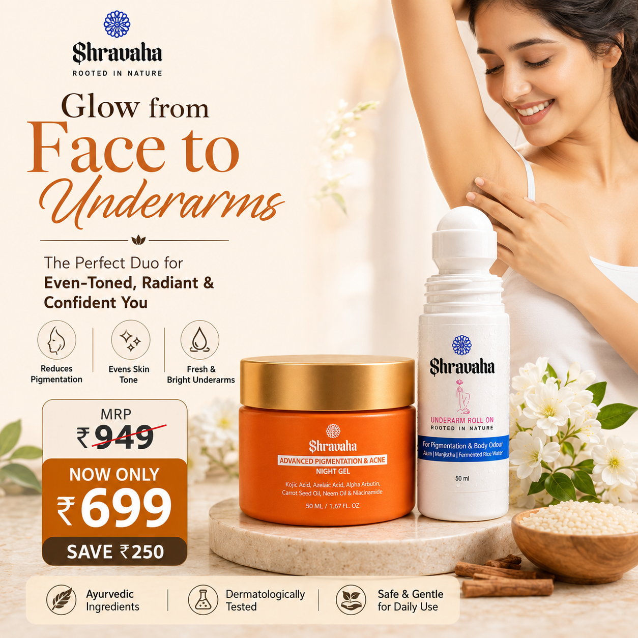 Pigmentation Combo for Face & Underarms  Combo  - 50 & 50 ml