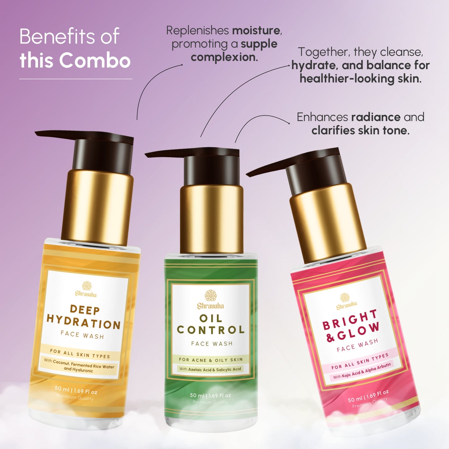 Bright & Glow ,Oil Control Face Wash & Deep Hydration Face Wash