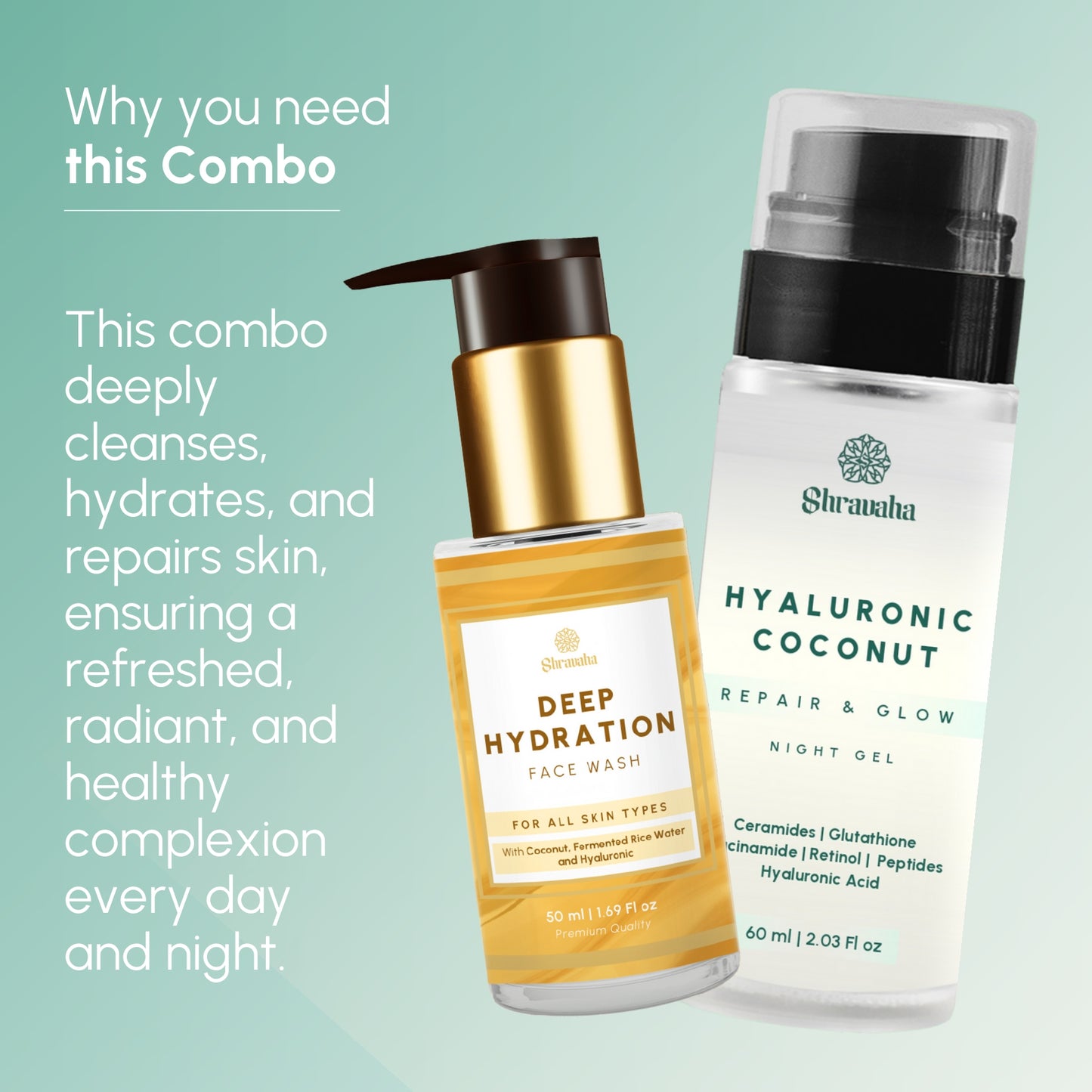 Coconut Water Night Gel & Deep Hydration face wash combo