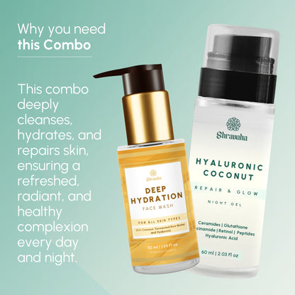 Coconut Water Night Gel & Deep Hydration face wash combo