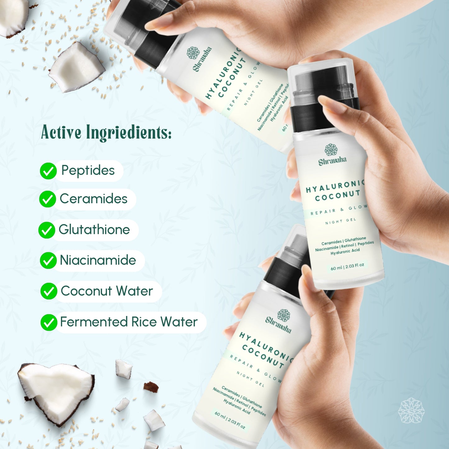 Hyaluronic Coconut & Rice Water Repair & Glow Night Gel  (Buy 3 @999)