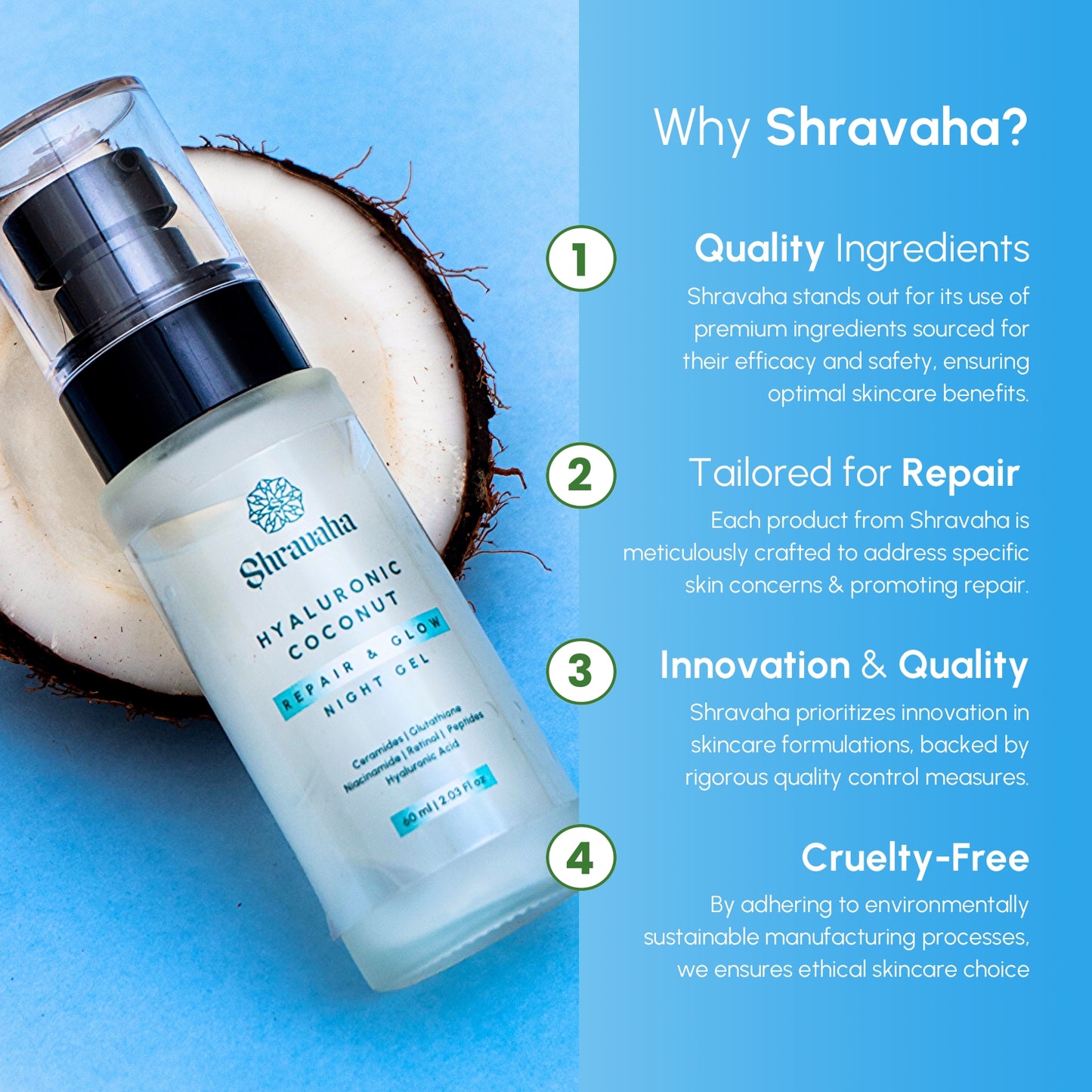 Hyaluronic Coconut Water Repair & Glow Night Gel - 60 ml