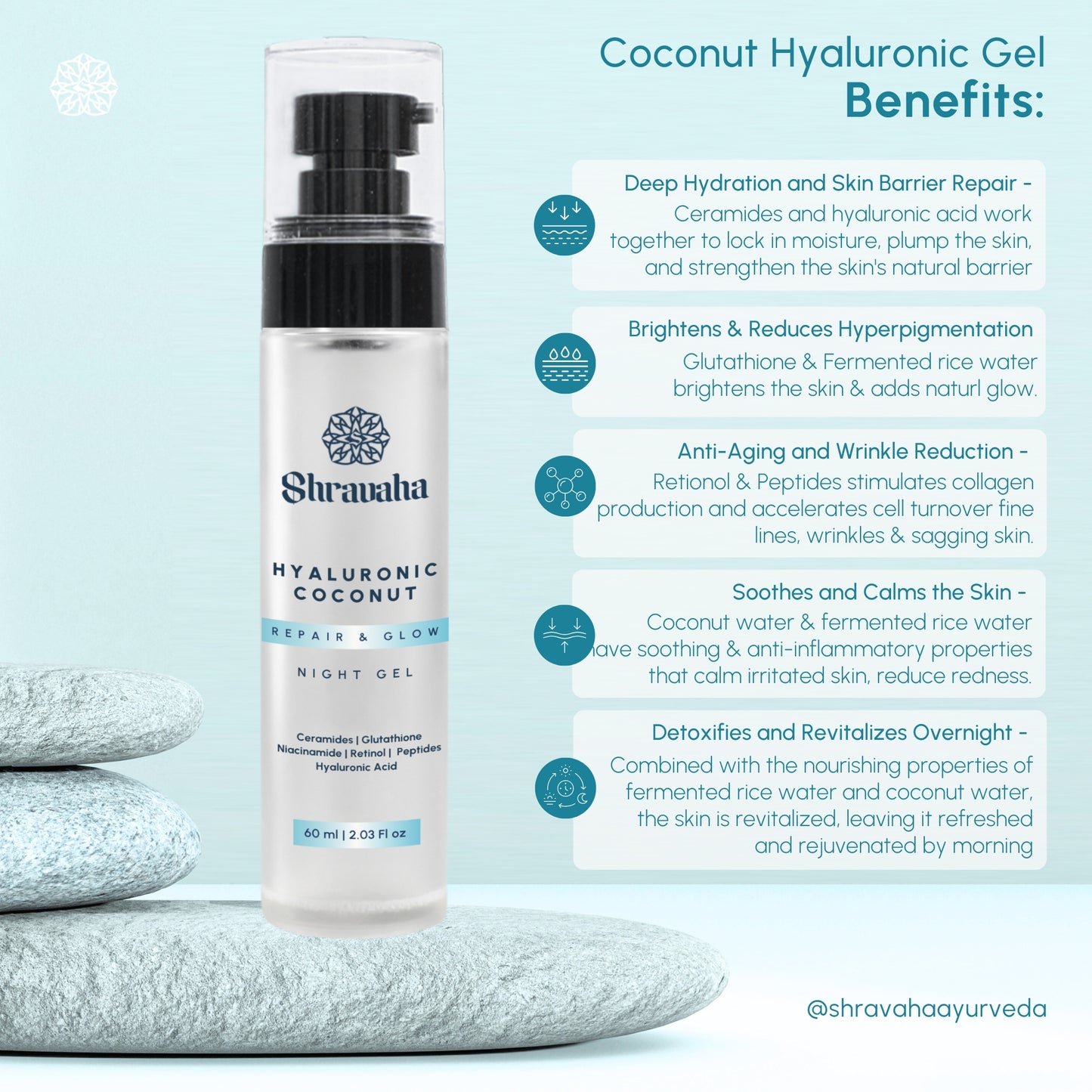 Hyaluronic Coconut Water Repair & Glow Night Gel - 60 ml