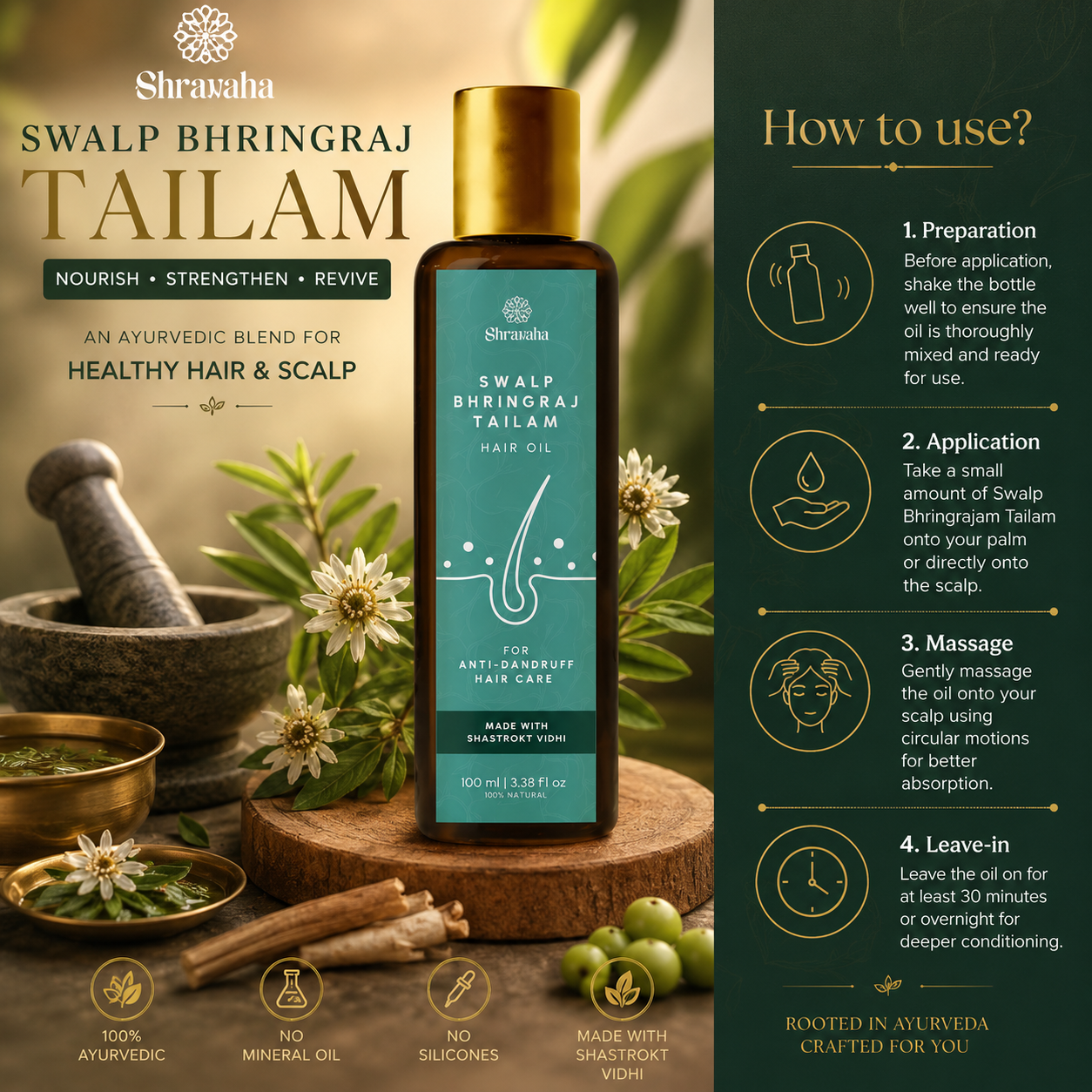 Anti Dandruff Hair Oil -Swalp Bhringraj Ayurveda Miracle
