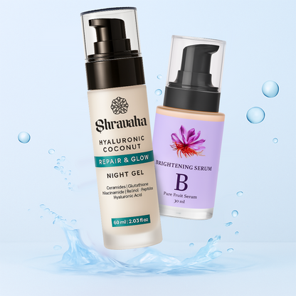 Hyaluronic Coconut Water Night Gel& Organic Brightening Serum Combo (60 & 30 ml)
