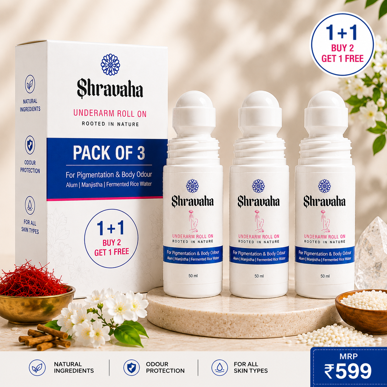 Underarm Roll On for Pigmentation & Body Odor - 50 ml