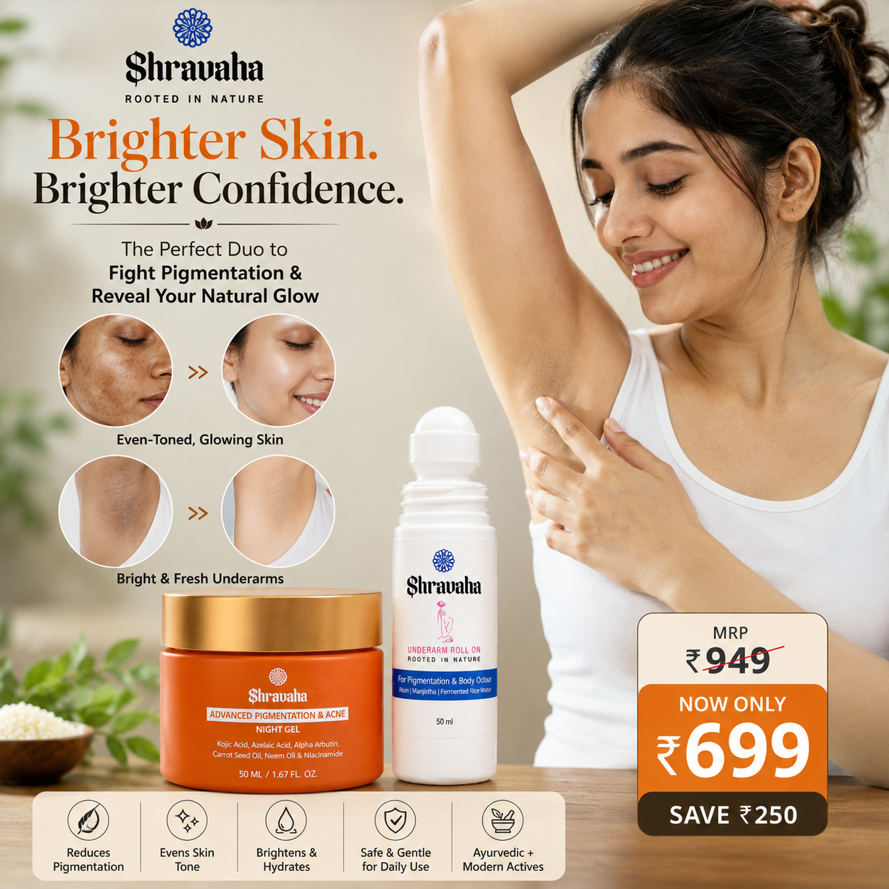 Pigmentation Combo for Face & Underarms  Combo  - 50 & 50 ml